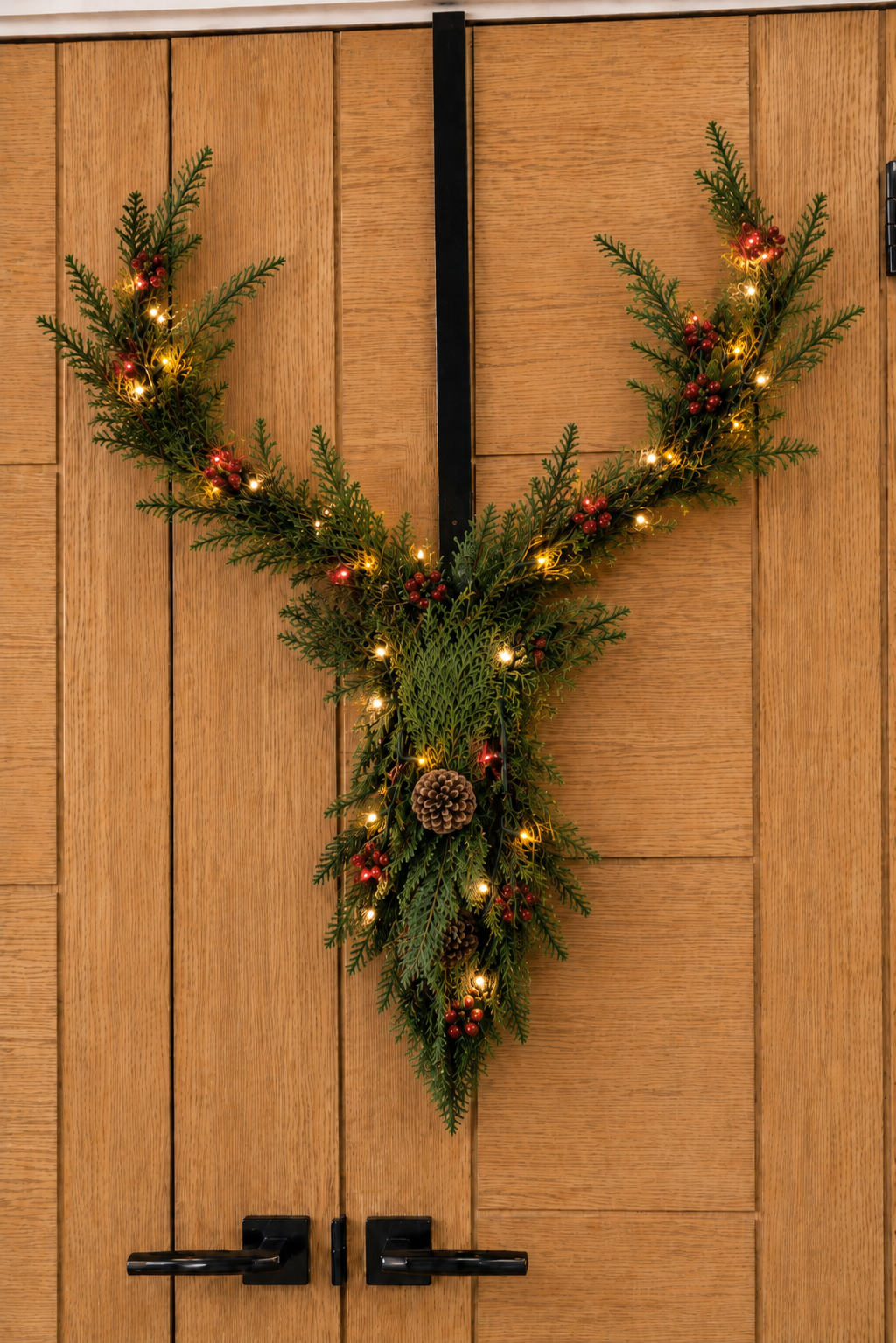 🎄 PRE-ORDER | Hagg Hill Stag Christmas Wreath – Handcrafted & Lit